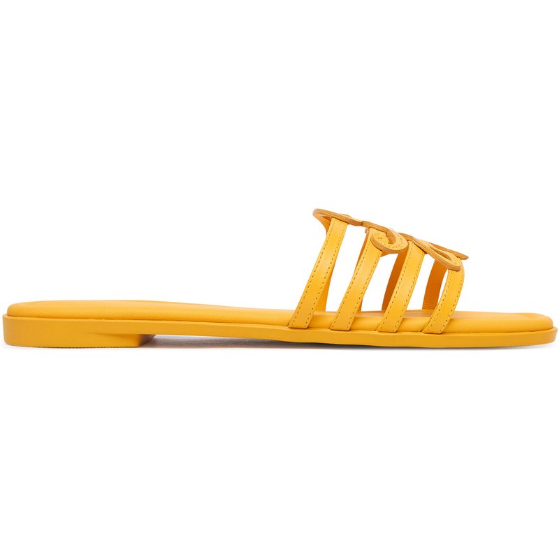 Pantoletten Tommy Hilfiger Th Script Flat Mule Lth FW0FW09368 Gelb