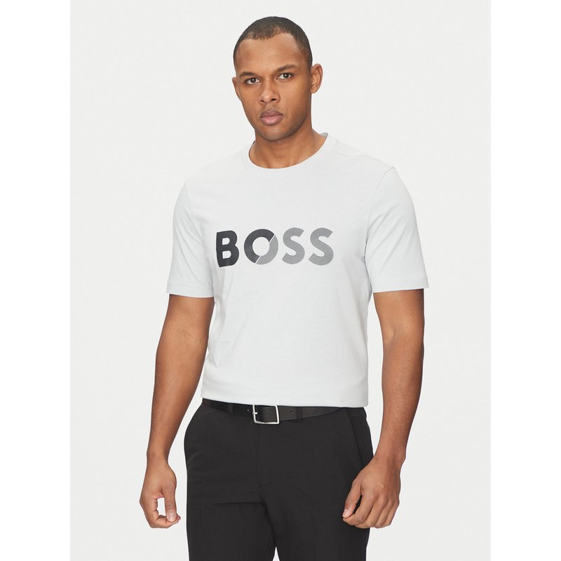 BOSS T-Shirt Tape Logo 50530990 Grau Regular Fit