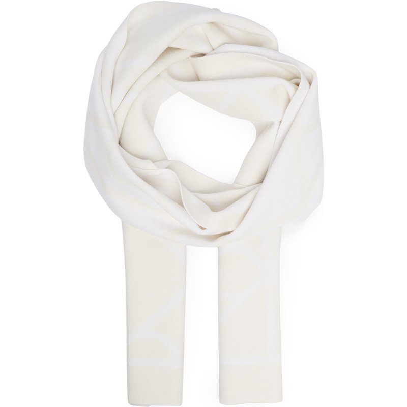 Schal Calvin Klein Emblem Aop Jcq Fine Rib Scarf LV04D8051G Weiß
