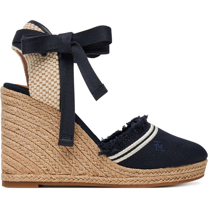 Espadrilles Tommy Hilfiger Fringe Canvas High Wedge FW0FW08878 Dunkelblau