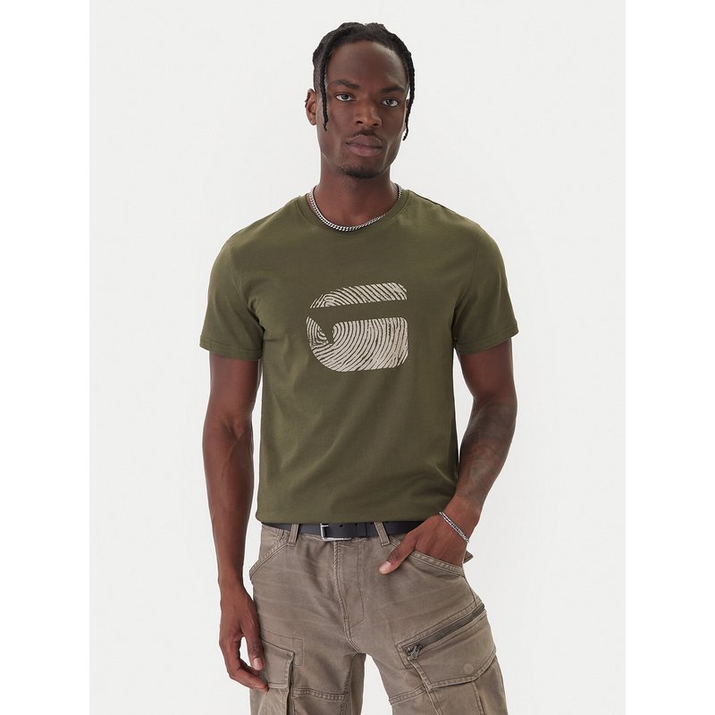 G-Star Raw T-Shirt Finger Print Burger D26041-C506 Dunkelgrün Regular Fit