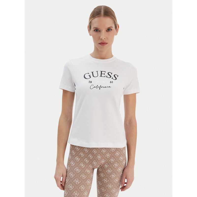 Guess T-Shirt V6RI02 J1314 Weiß Regular Fit