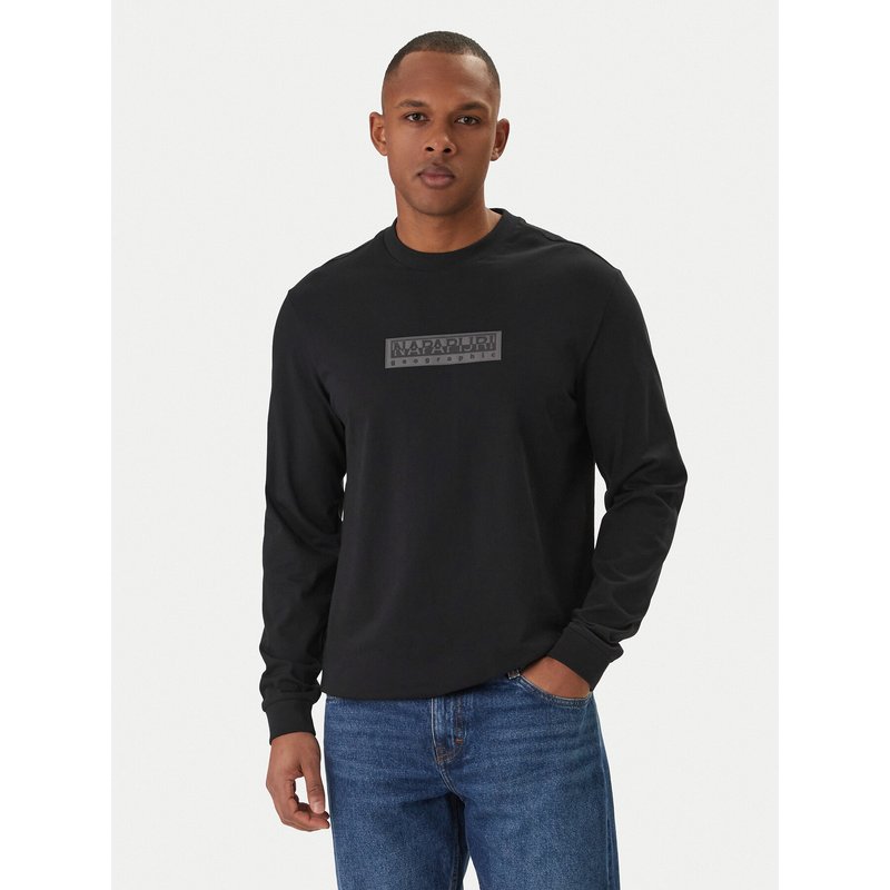 Napapijri Longsleeve S-Box Logo NP0A8BC5 Schwarz Regular Fit