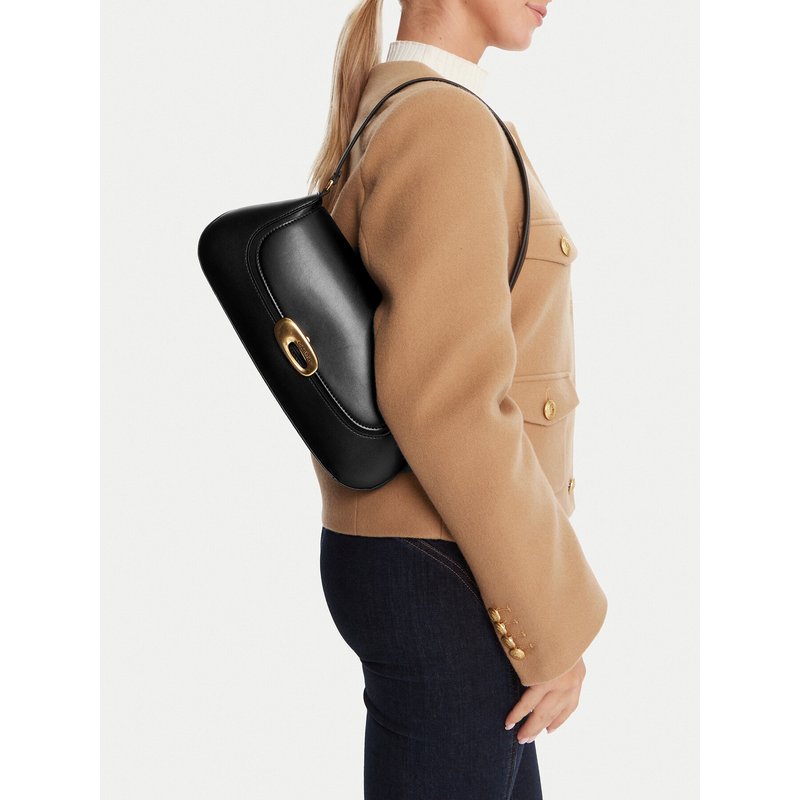 Handtasche Calvin Klein Hardware Flap Shoulder Bag LV04F3146G Schwarz