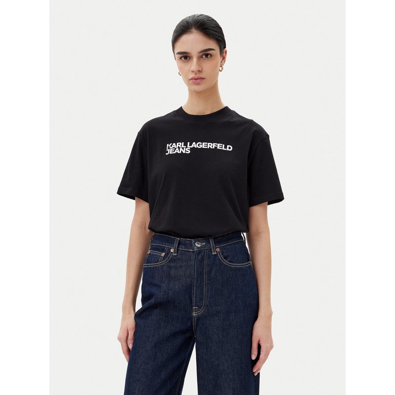 Karl Lagerfeld Jeans T-Shirt A1W17005 Schwarz Relaxed Fit