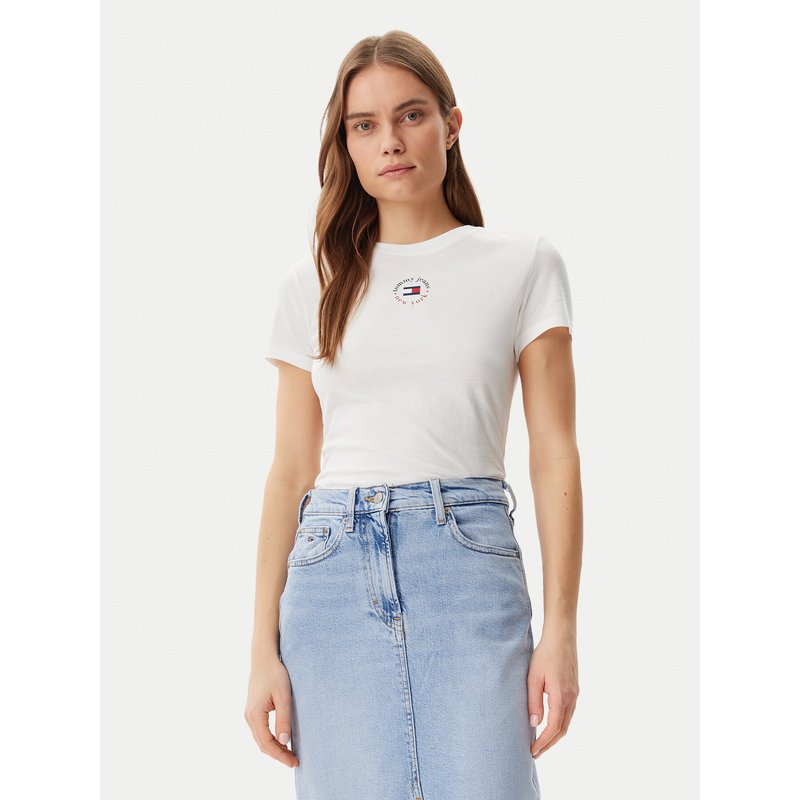 Tommy Jeans T-Shirt Essential DW0DW20316 Weiß Slim Fit