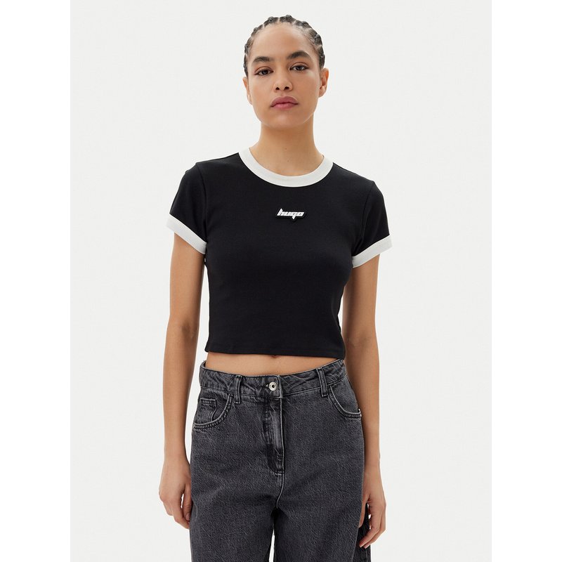 HUGO T-Shirt Dalia 50537476 Schwarz Slim Fit