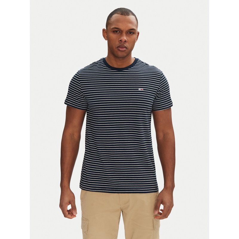 Tommy Jeans T-Shirt DM0DM20377 Dunkelblau Slim Fit