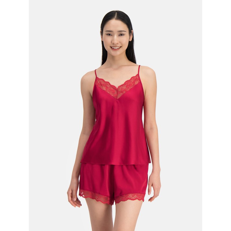 Dorina Pyjamashorts Pure Silk DCSH0002SK002 Rot Regular Fit