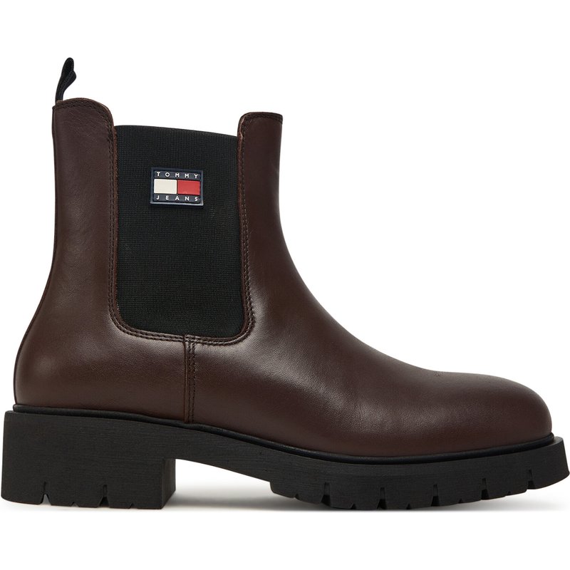 Klassische Stiefeletten Tommy Jeans Tjw Chelsea Leather Boot EN0EN02825 Braun