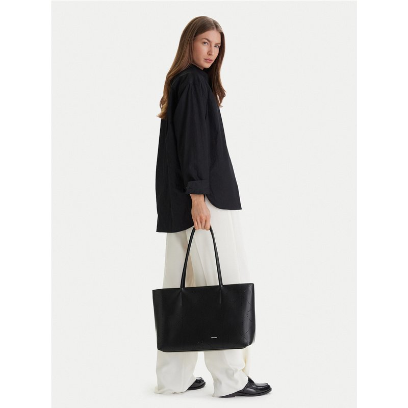Handtasche Calvin Klein Emblem Aop Perfor Lthr Tote LV04F3359G Schwarz