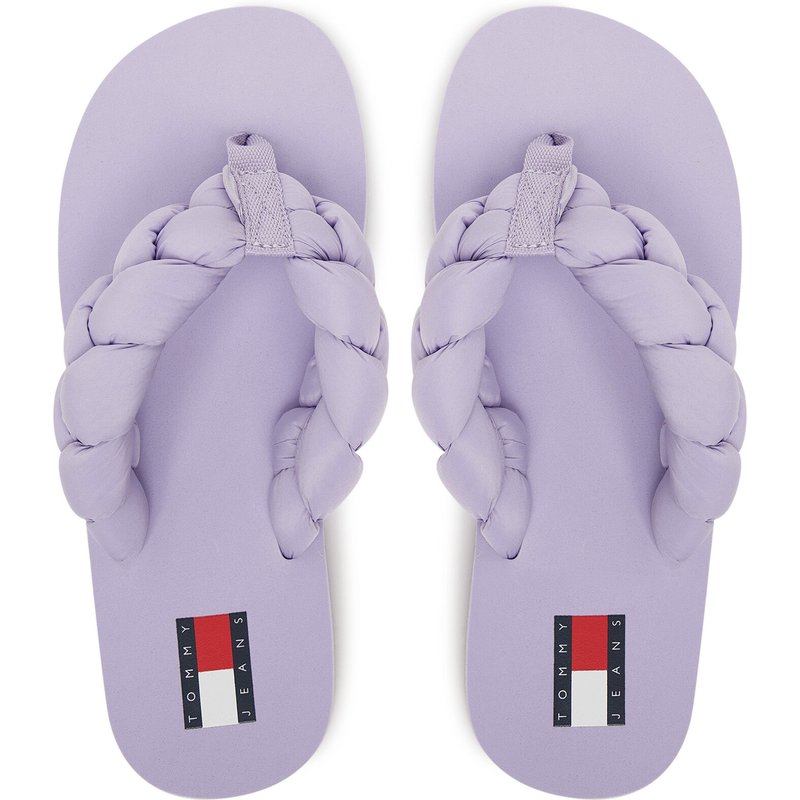 Zehentrenner Tommy Jeans Braided Thong Beach Sandal EN0EN02877 Violett