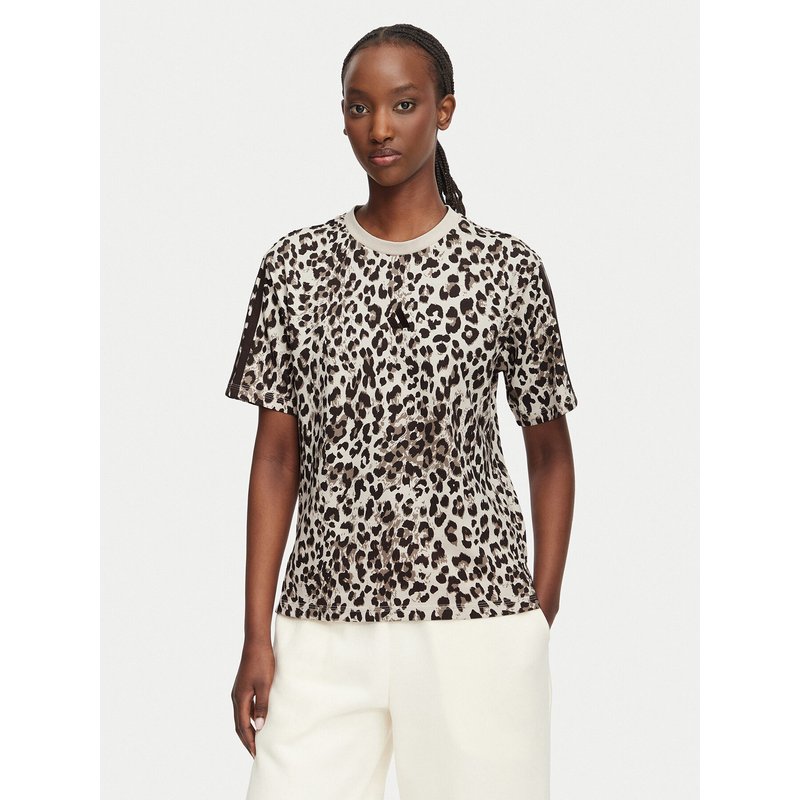 adidas T-Shirt Seasonal Essentials Animal Print KH1549 Beige Regular Fit