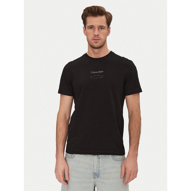Calvin Klein T-Shirt Editorial Logo K10K114172 Schwarz Regular Fit