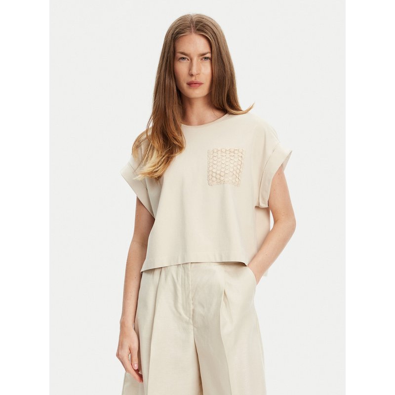 United Colors Of Benetton T-Shirt 3IFVD10AF Beige Boxy Fit