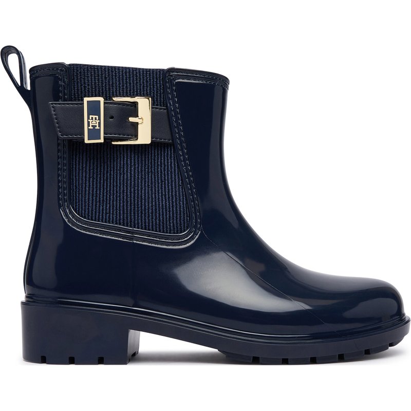 Gummistiefel Tommy Hilfiger Th Buckle Glossy Ankle Rain Boot FW0FW09543 Dunkelblau