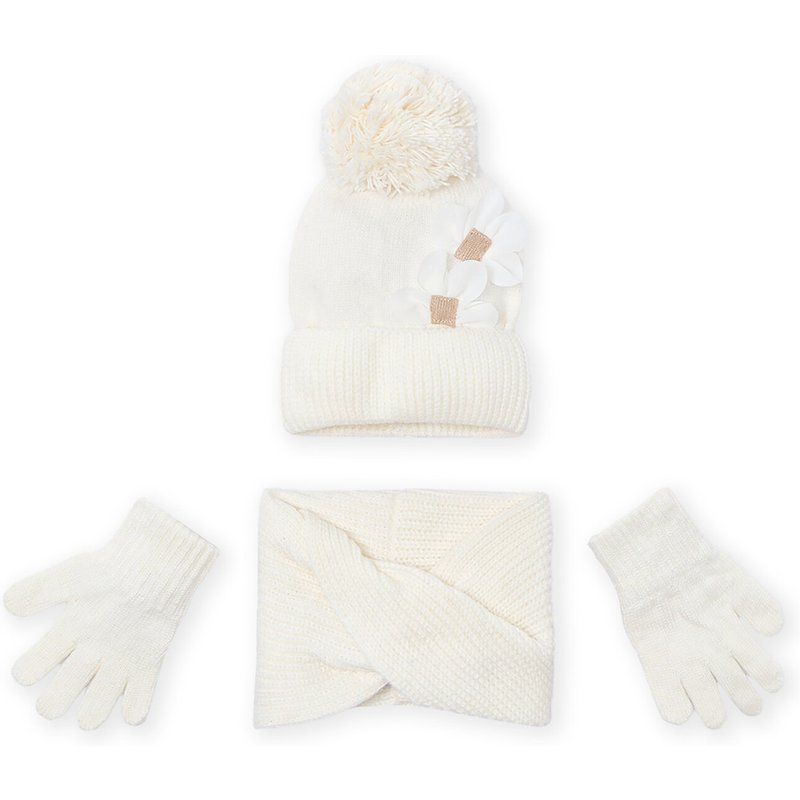 Set Mütze, Loop-Schal und Handschuhe Mayoral 10071 Écru