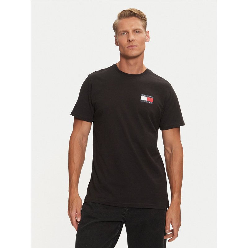Tommy Jeans T-Shirt Essential Flag DM0DM20740 Schwarz Slim Fit