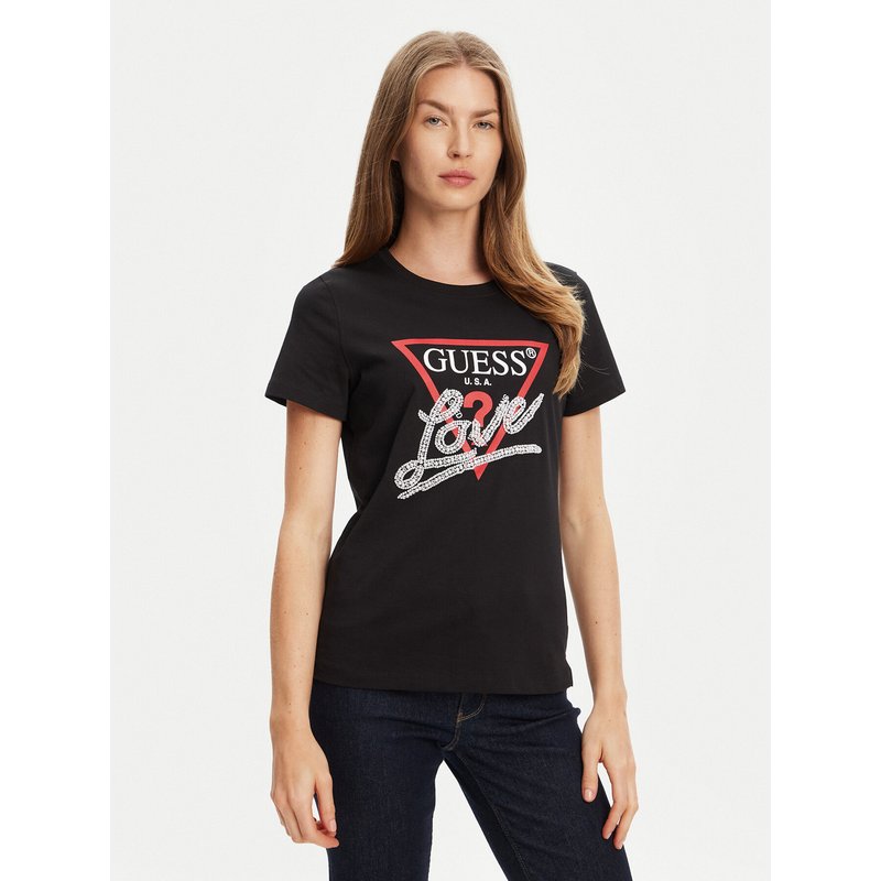 Guess T-Shirt W5YI40 I3Z14 Schwarz Regular Fit