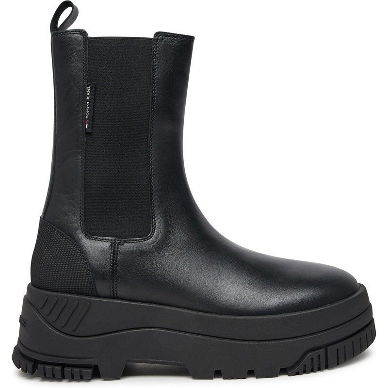Klassische Stiefeletten Tommy Jeans Tjw Chelsea Flatform Boot EN0EN02597 Schwarz