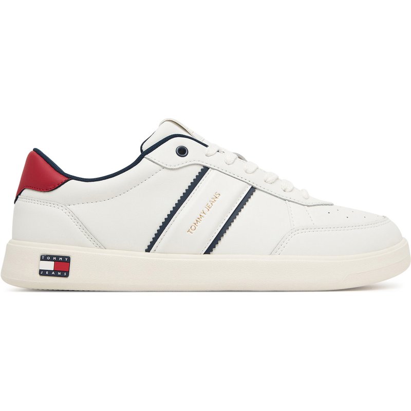 Sneakers Tommy Jeans Lightweight Flag Leather Court EM0EM01758 Weiß