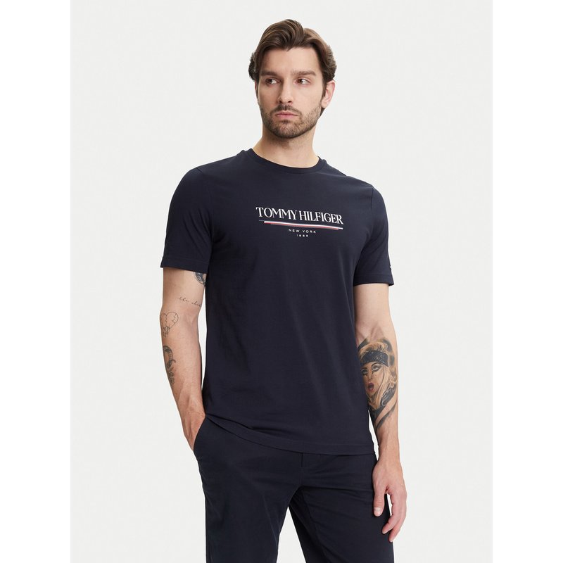Tommy Hilfiger T-Shirt Brand Love MW0MW40324 Dunkelblau Regular Fit