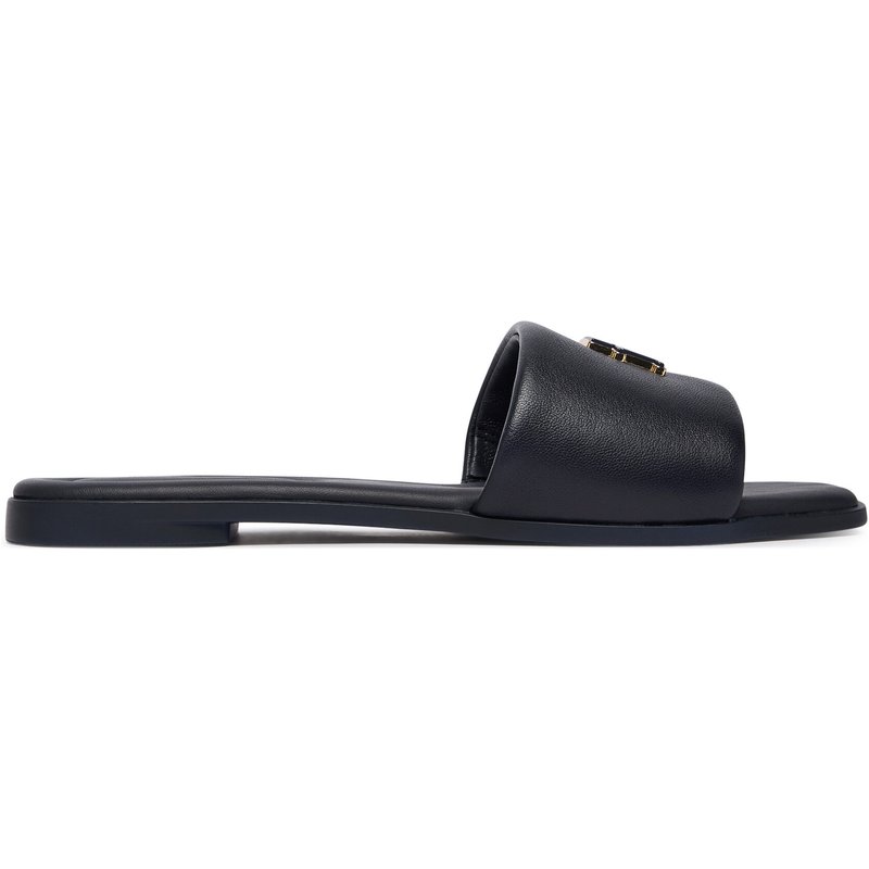 Pantoletten Tommy Hilfiger Th Logo Hardware Leather Mule FW0FW09292 Dunkelblau