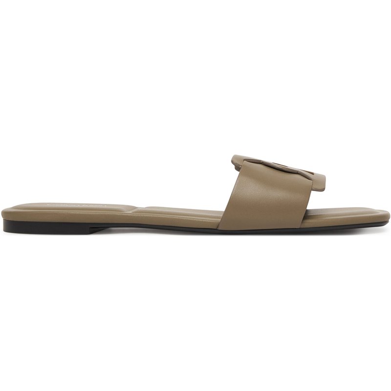 Pantoletten Calvin Klein Square Flat Sandal Emblem HW0HW03128 Beige