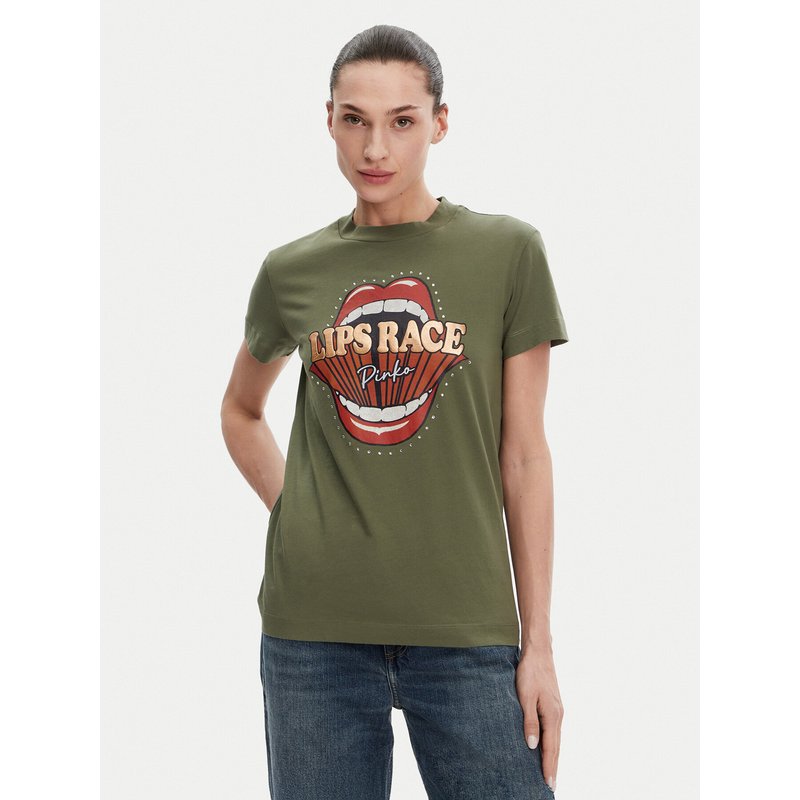 PINKO T-Shirt Trapani 105050 A2D8 Khakifarben Regular Fit