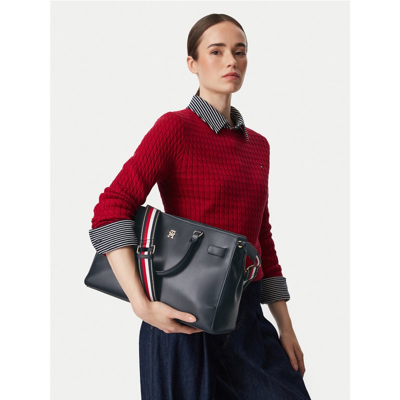 Handtasche Tommy Hilfiger Th Joy Satchel Corp AW0AW19318 Dunkelblau