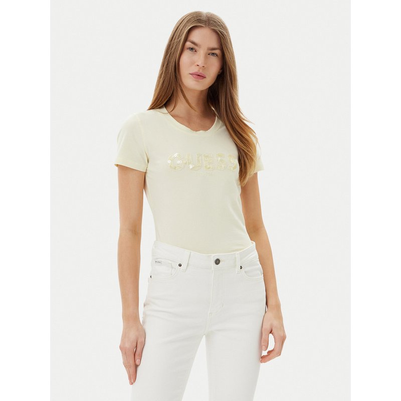 Guess T-Shirt W5GI17 J1314 Gelb Slim Fit