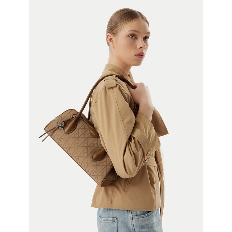 Handtasche Calvin Klein Emblem Trio Jacquard LV04F3744G Braun