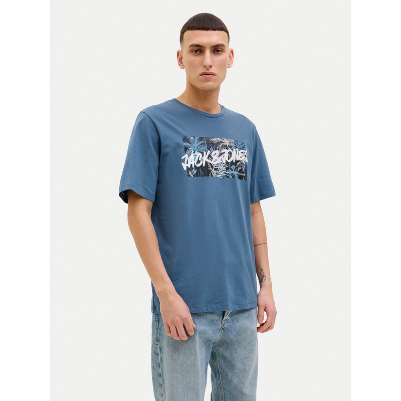 Jack & Jones T-Shirt Hawaii 12269324 Blau Standard Fit
