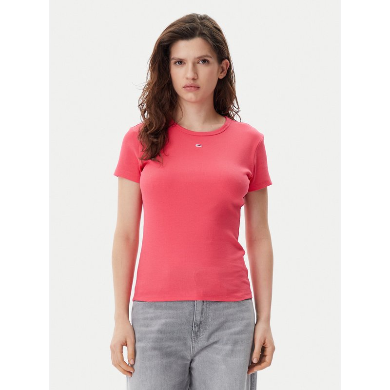 Tommy Jeans T-Shirt Essential DW0DW17383 Rosa Slim Fit