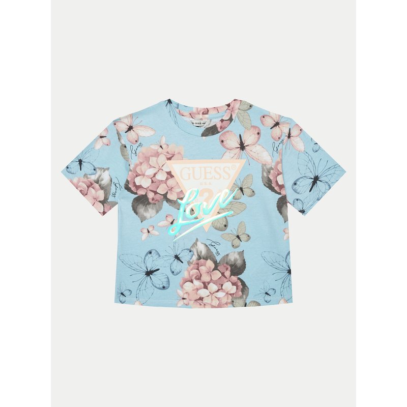 Guess T-Shirt J5RI05 K6YW4 Himmelblau Boxy Fit