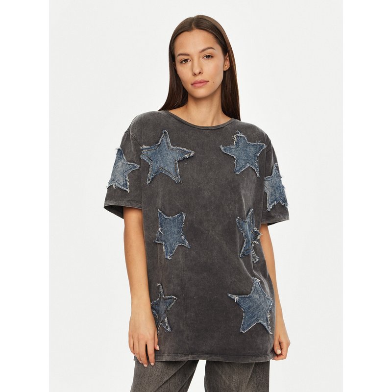 One Teaspoon T-Shirt Denim Star 26858 Grau Relaxed Fit