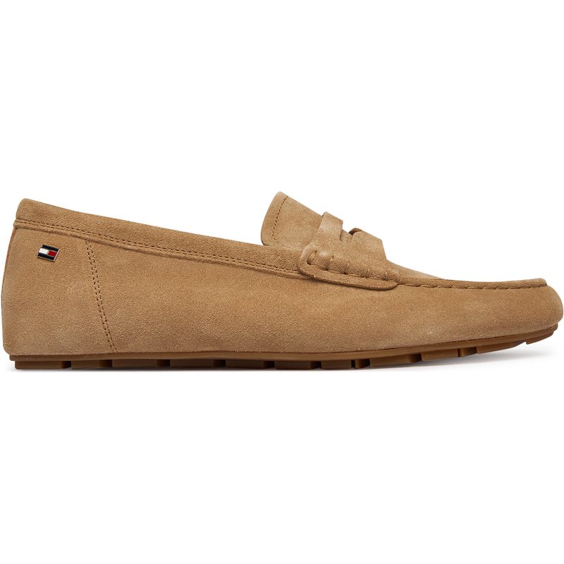 Mokassins Tommy Hilfiger Flag Soft Suede Driver Loafer FW0FW08558 Braun