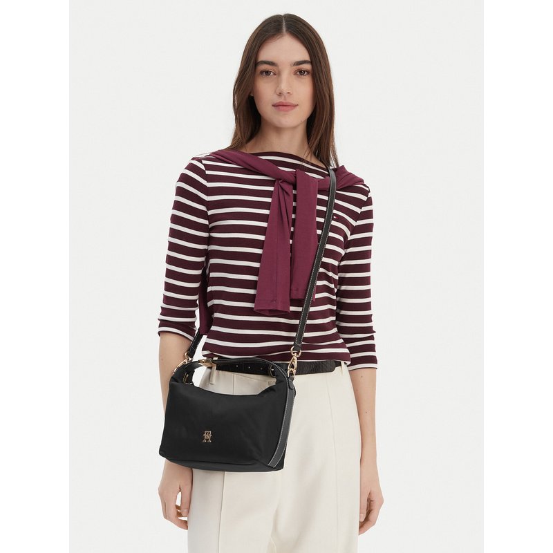 Handtasche Tommy Hilfiger Th Go Crossover Nylon AW0AW18164 Schwarz