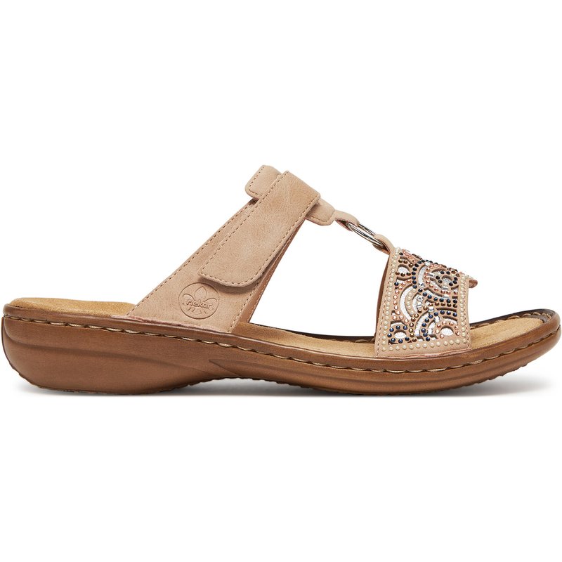 Pantoletten Rieker 608K2-31 Beige