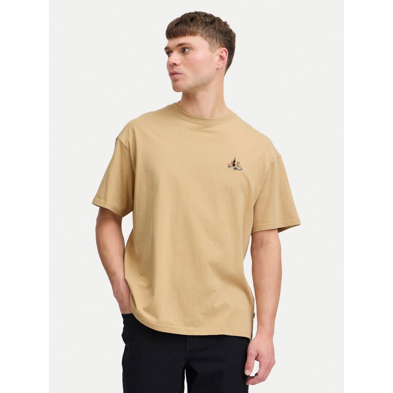 Solid T-Shirt Manes 21108333 Braun Regular Fit