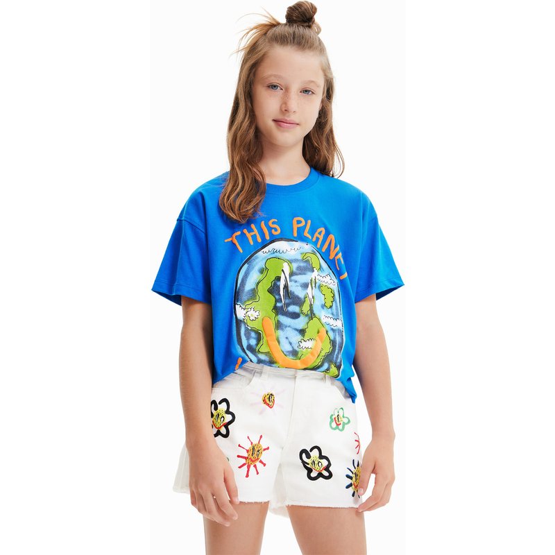 Desigual T-Shirt 23SBTK09 Blau Regular Fit