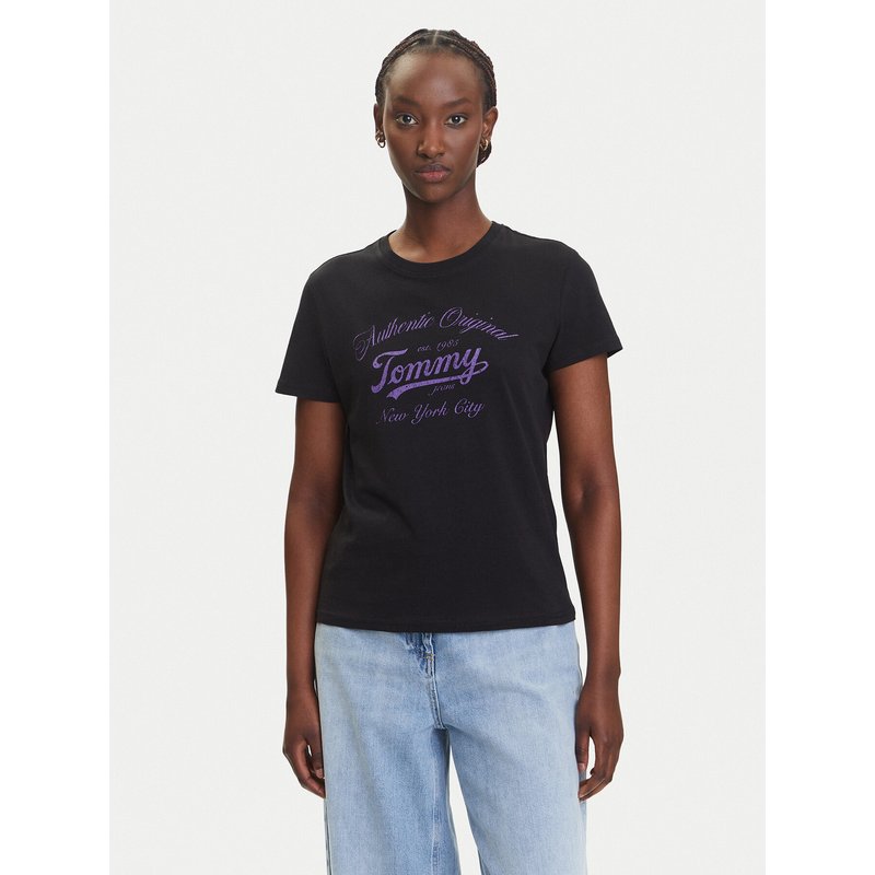 Tommy Jeans T-Shirt Essential DW0DW21404 Schwarz Regular Fit
