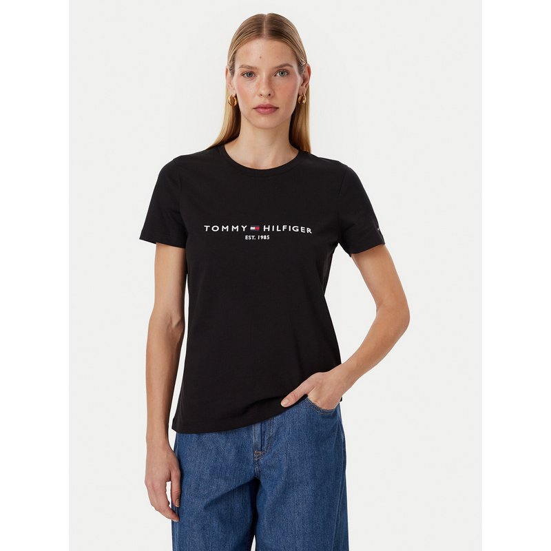Tommy Hilfiger T-Shirt Heritage C-Nk WW0WW31999 Schwarz Regular Fit