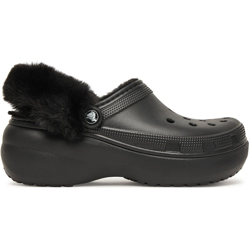Pantoletten Crocs Classic Platform Fuzz Lined Clog 212854 Schwarz