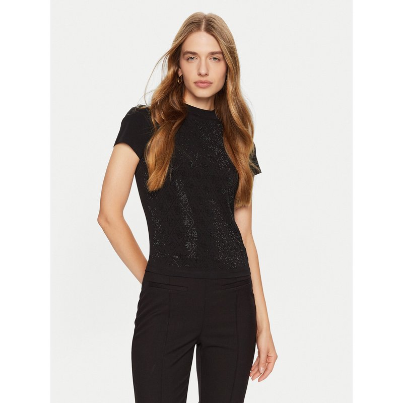 Guess T-Shirt W4BI26 J1314 Schwarz Slim Fit
