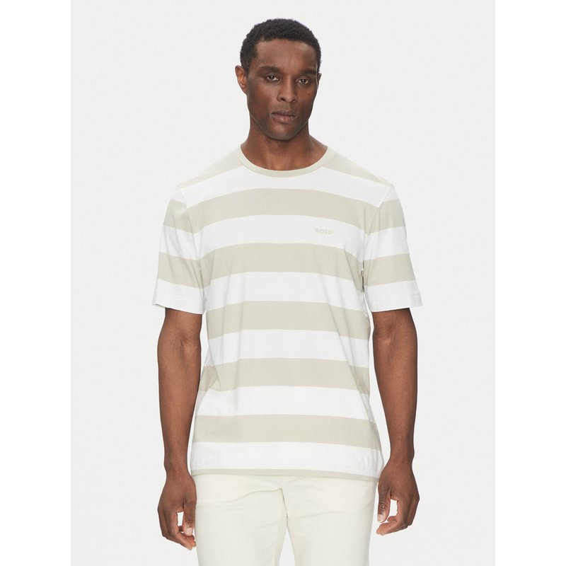BOSS T-Shirt TalesStripe 50499334 Beige Relaxed Fit