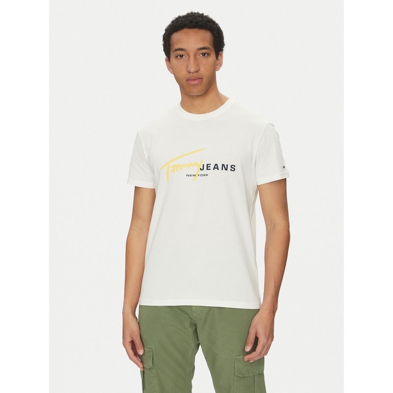 Tommy Jeans T-Shirt Signature Dna DM0DM20817 Weiß Regular Fit