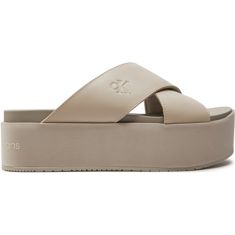 Pantoletten Calvin Klein Jeans Flatform Cross Mg Uc YW0YW01349 Beige