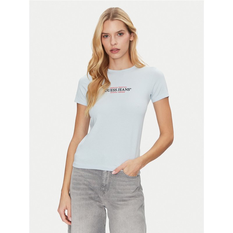Guess Jeans T-Shirt W4YI03 J1314 Himmelblau Slim Fit