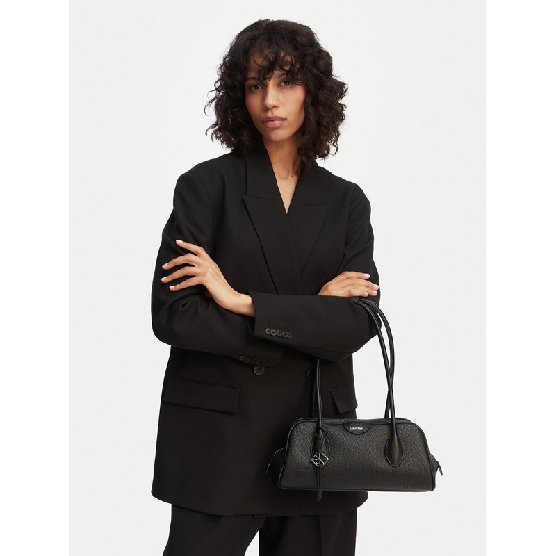 Handtasche Calvin Klein Quilted Nylon Ew Satchel LV04F3743G Schwarz